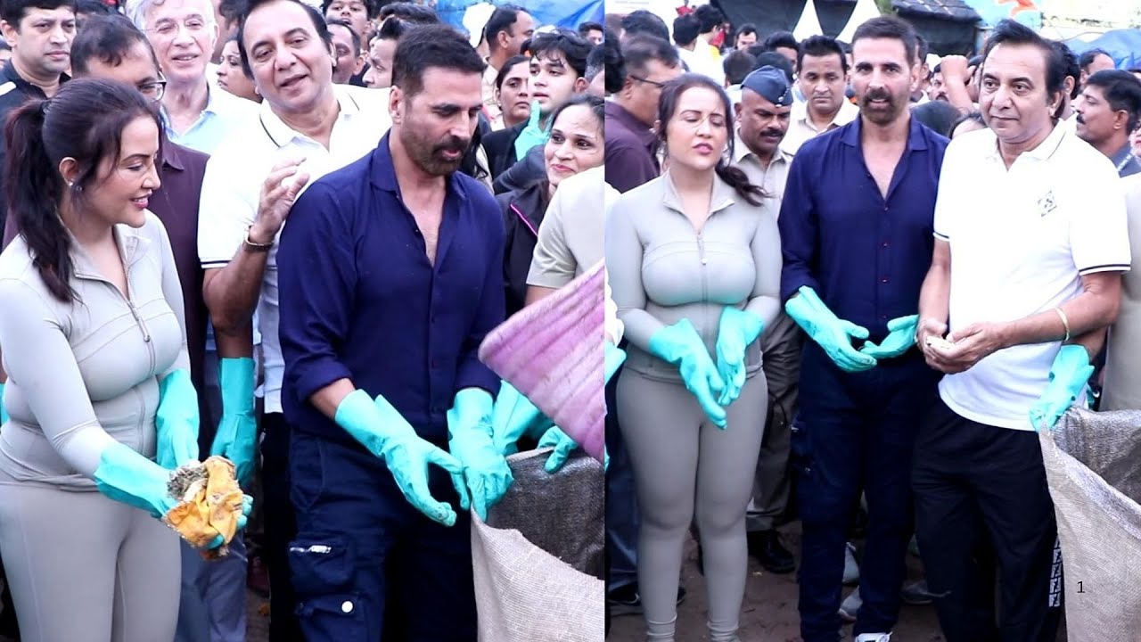 Akshay Kumar At Beach Cleanup Drive By Amruta Devendra Fadnavis Divyaj Foundation