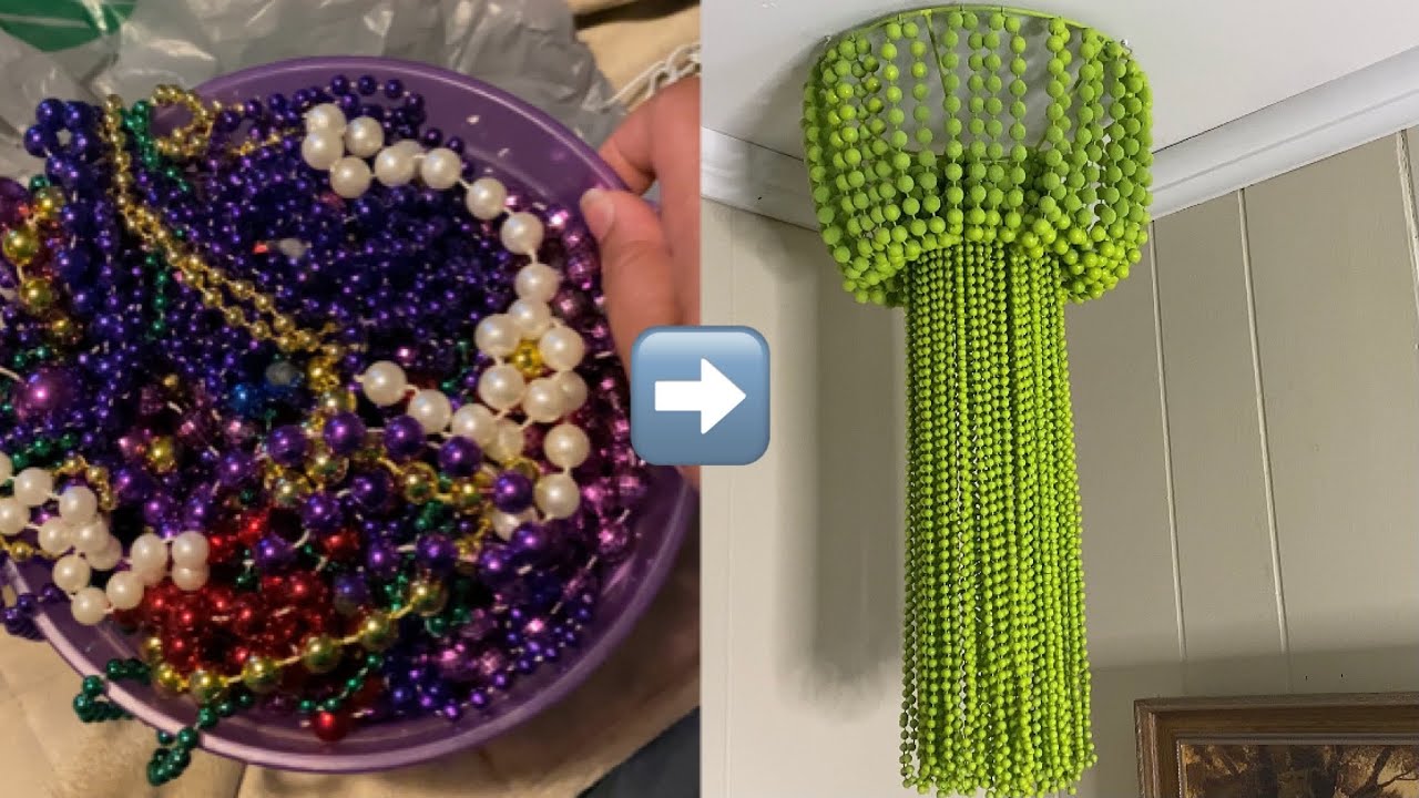 Chandelier made from MARDI GRAS BEADS!