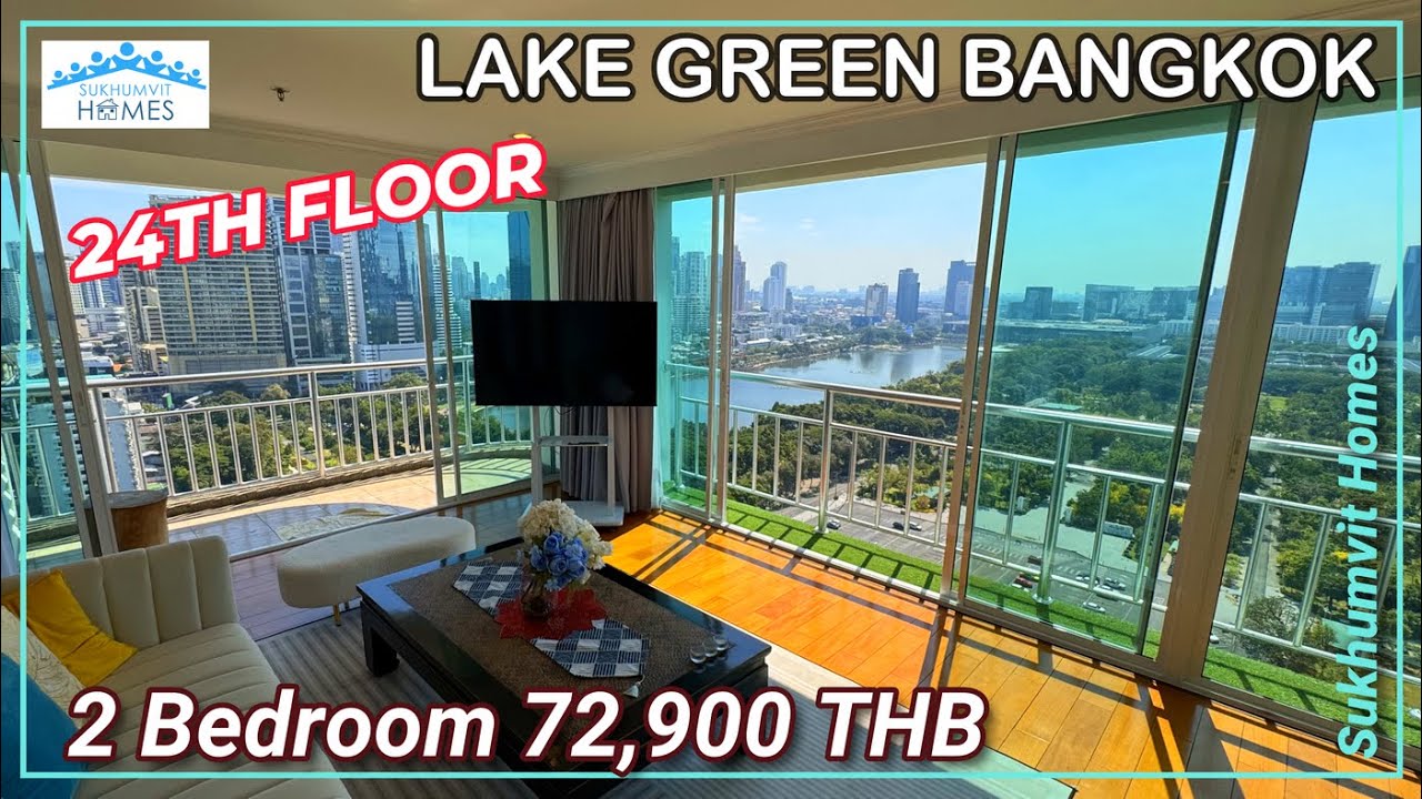 24th Floor Lake Green 2 Bedroom Condo Bangkok Rent Amazing Views Near Nana BTS 72,900 THB Monthly