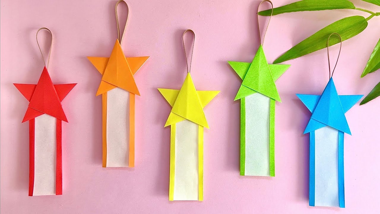【七夕折り紙】超簡単！星の短冊の作り方 折り方 Origami Easy Tanabata 可愛い 飾り 7月