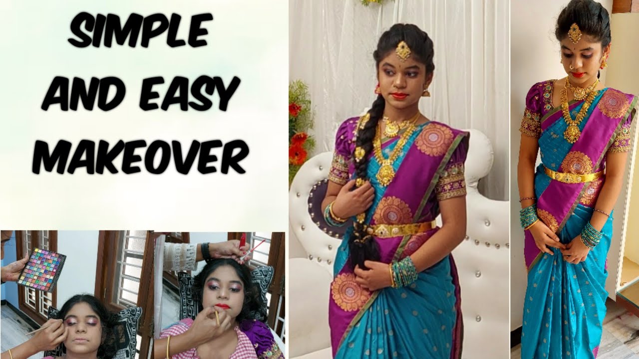 saree function makeup look|Harila half saree function makeup|South Indian makeup look #makeup