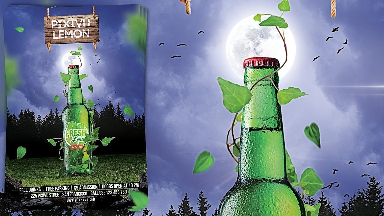 Drink Promotion Advertising Flyer Design - Photoshop Tutorial