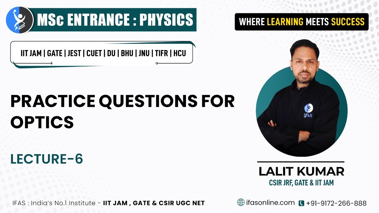 Wave Optics Question Practice for MSc Physics Entrance Exam 2022