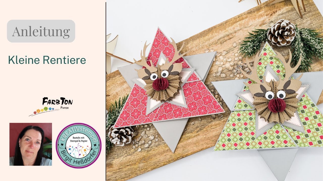 Anleitung Kleine Rentiere als Kartendekoration oder Christbaum Schmuck basteln