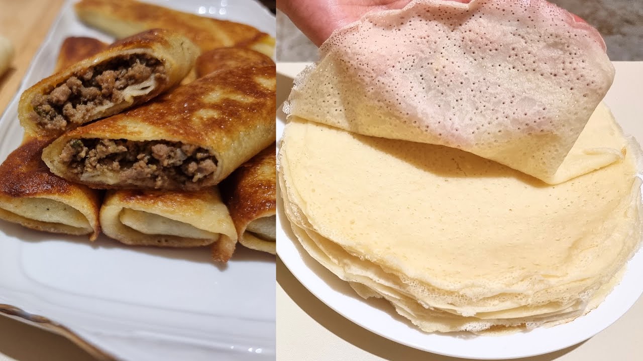 Ամենաճերմակ նրբաբլիթները առանց ձվի 😊/Շատ բարակ, ծակոտկեն, գազավորված ջրով 