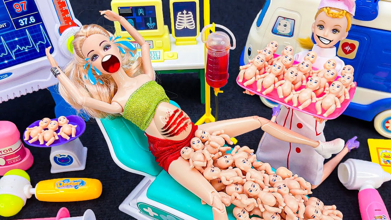 20 Minutes Satisfying with Doctor Playset，Cute Pregnant Woman Toys and Pinkfong Ambulance Car ASMR