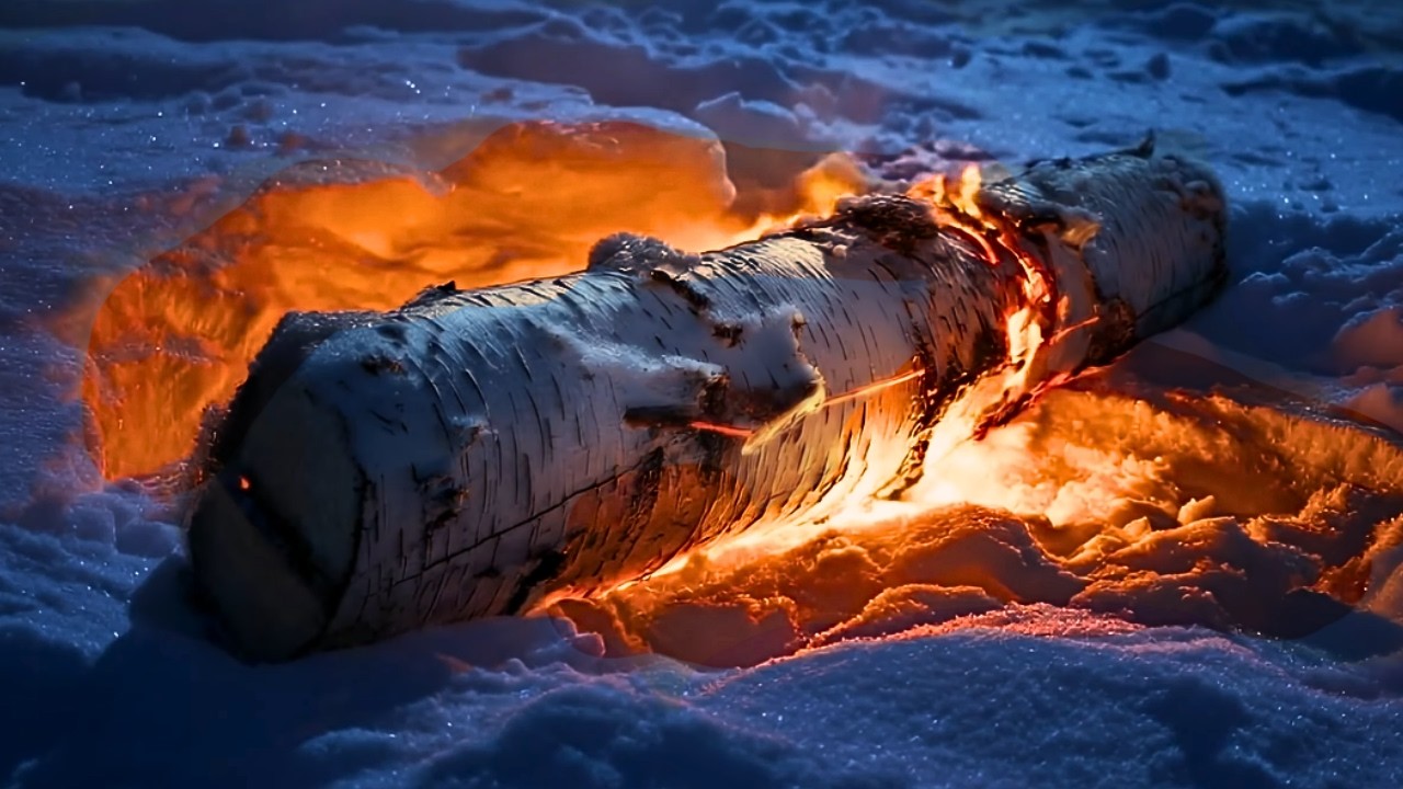 10 Hours Cozy Winter Campfire ❄️ Crackling Fire Sounds for Deep Sleep & Relaxation