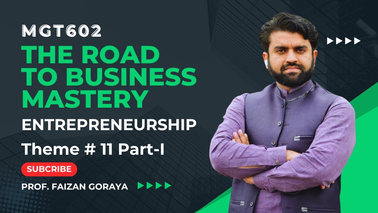 MGT602 Theme 11 Part 1: Business Venture || Entrepreneurship || Short Lecture