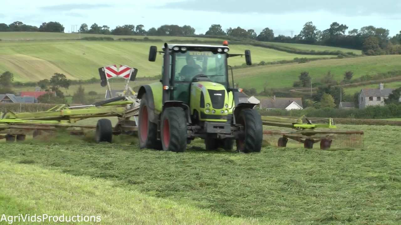 Silage 2012. Claas Arion 620 Raking With Claas Liner 3500