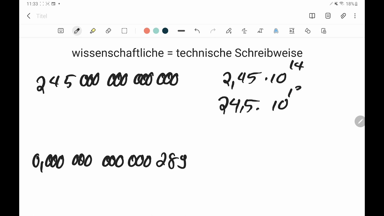 technische/wissenschaftliche Schreibweise: Basics, Zahlendreher korrigiert