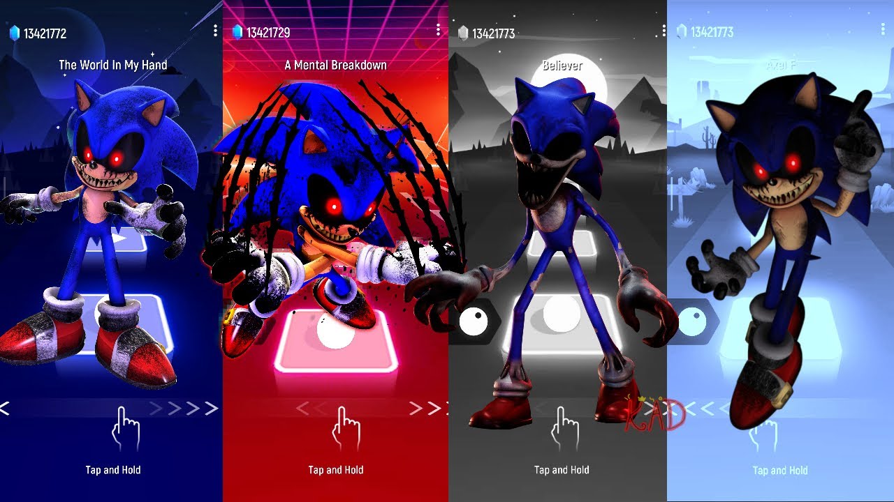 Sonic EXE 🔴 Dark EXE 🔴 Sonic 🔴| DING DONG HIDE AND SEEK Tiles Hop EDM Rush