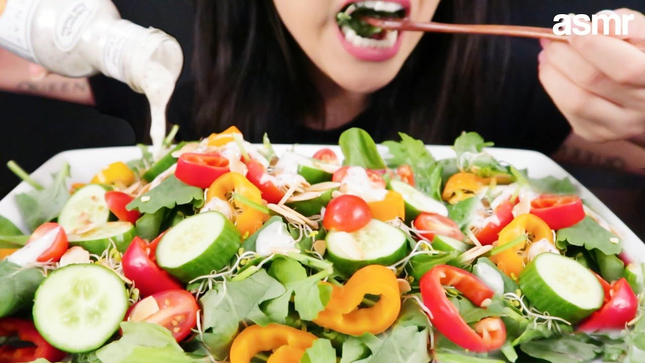 ASMR (Whisper) - CRUNCHY Salad | Eating Sounds | Mukbang 먹방