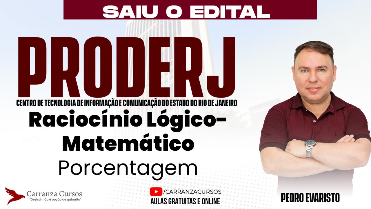 Concurso PRODERJ | Raciocínio Lógico Matemático – Porcentagem na Prova
