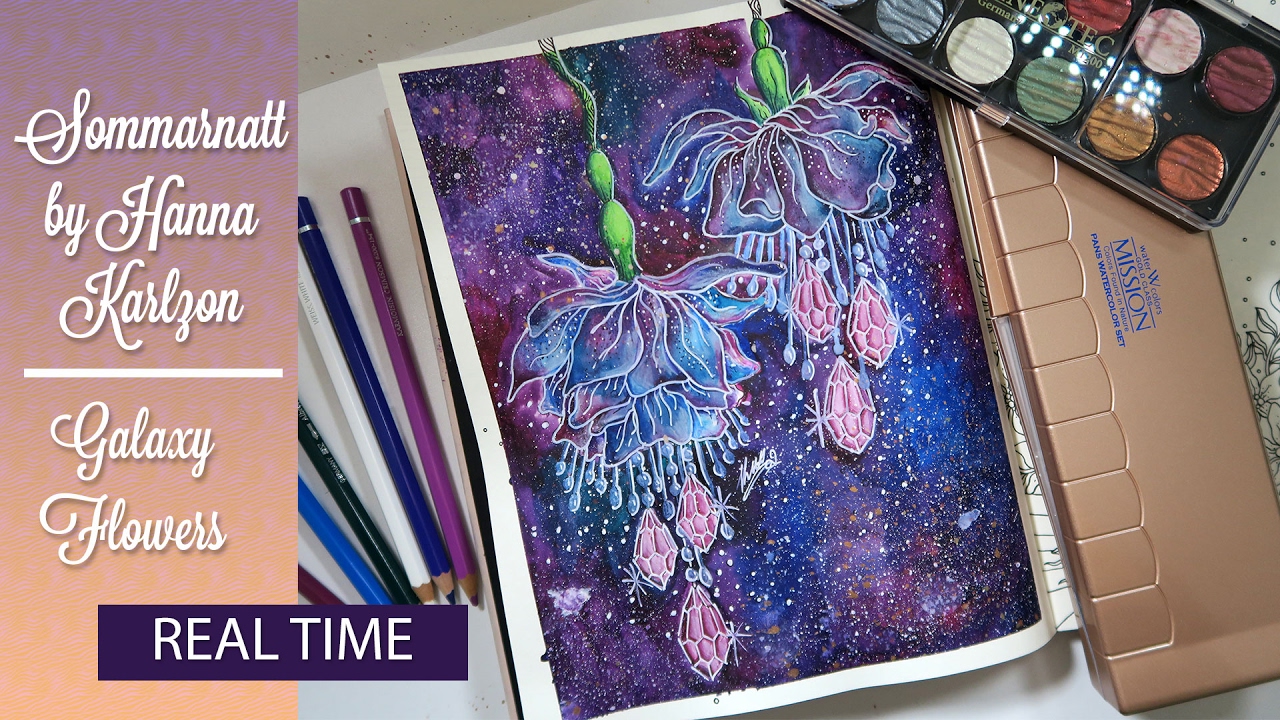 { Adult Coloring Tutorial} Coloring with Watercolors- Sommarnatt by Hanna Karlzon