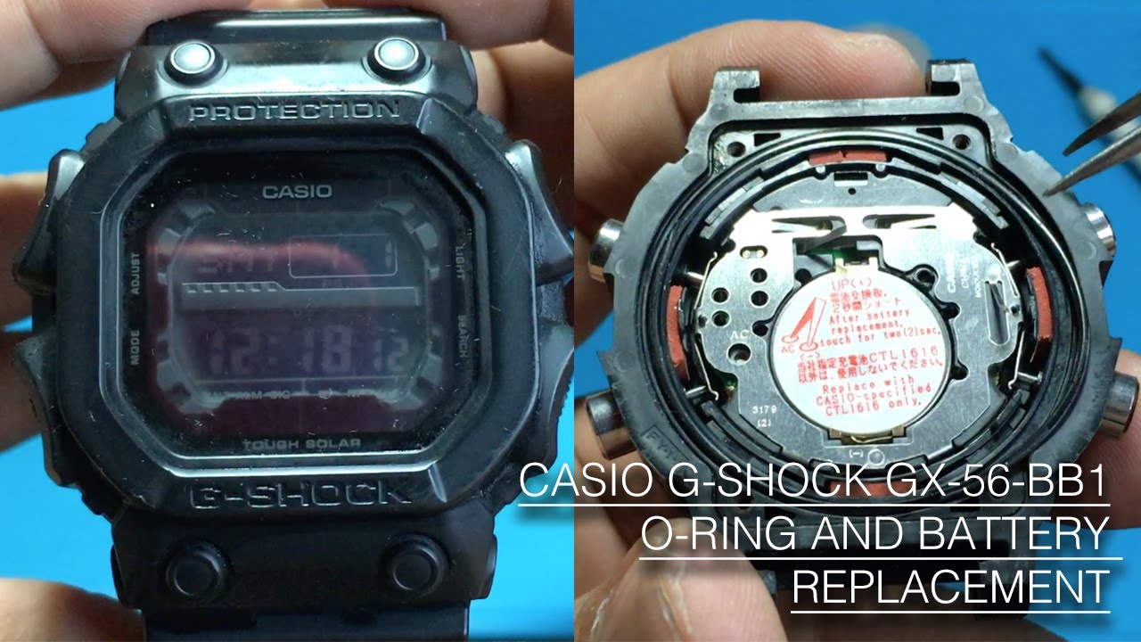 HOW TO REPLACE O-RING & BATTERY ON CASIO G-SHOCK GX-56-BB1 / CARA MENUKAR ORING DAN BATERI GX-56-BB1