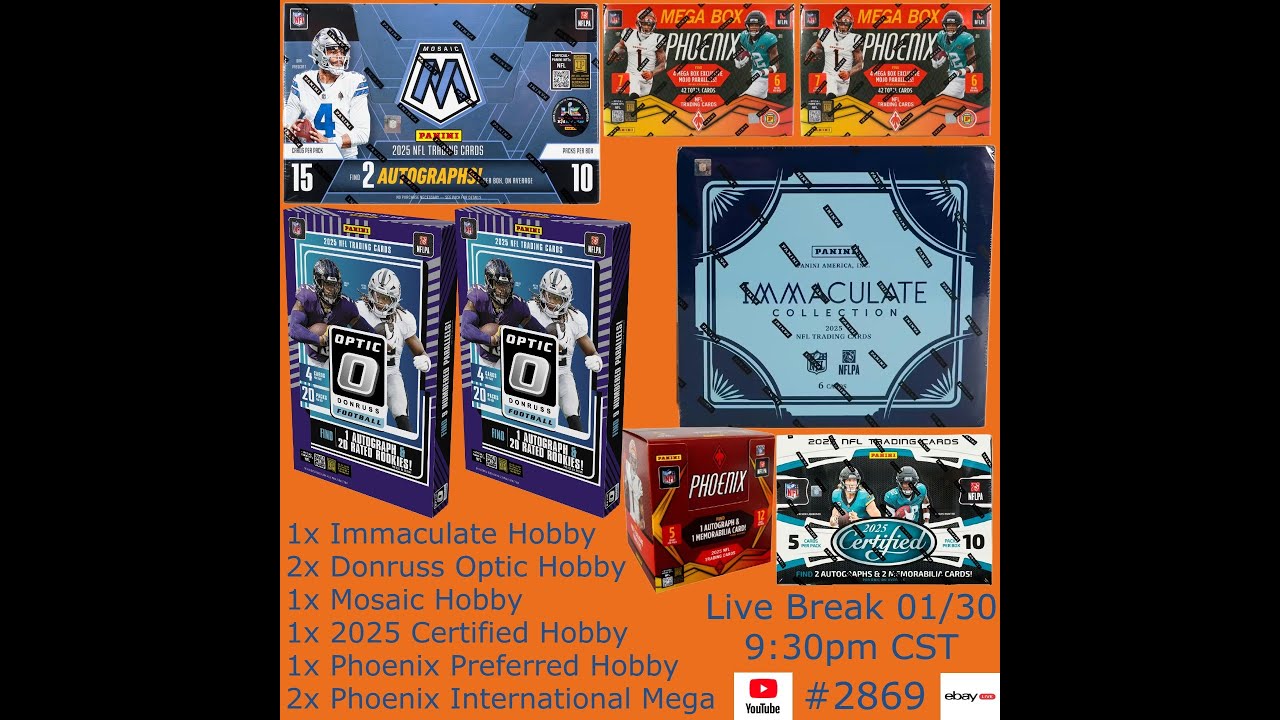 01/30 - 2025 IMMACULATE DONRUSS OPTIC MOSAIC FOOTBALL - 8x Box Hobby Mix #2869 LIVE BREAK