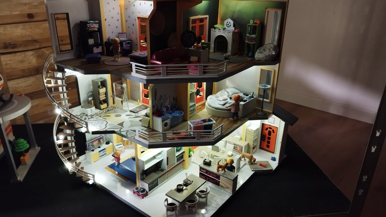 AMENAGEMENT 🏠 Playmobil : Maison moderne 9266 + &eacute;tage suppl&eacute;mentaire