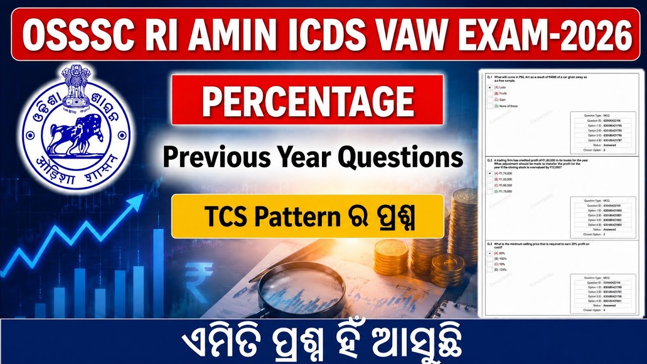 Percentage OSSSC RI AMIN ICDS Previous Year Questions | OSSSC Math Pyq | Math Class By Nikunja Sir