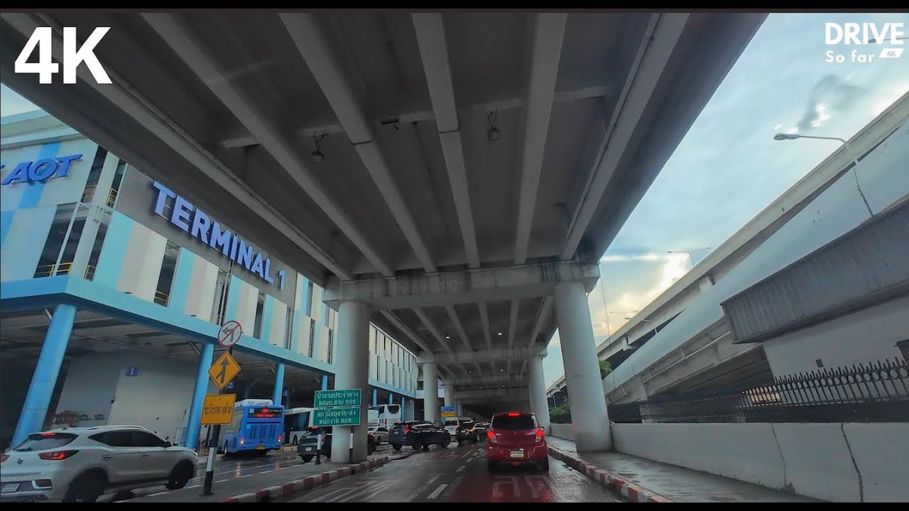 Donmueang Airport to Laksi on Vibhavadi Rangsit Road | Thailand Drive 4K