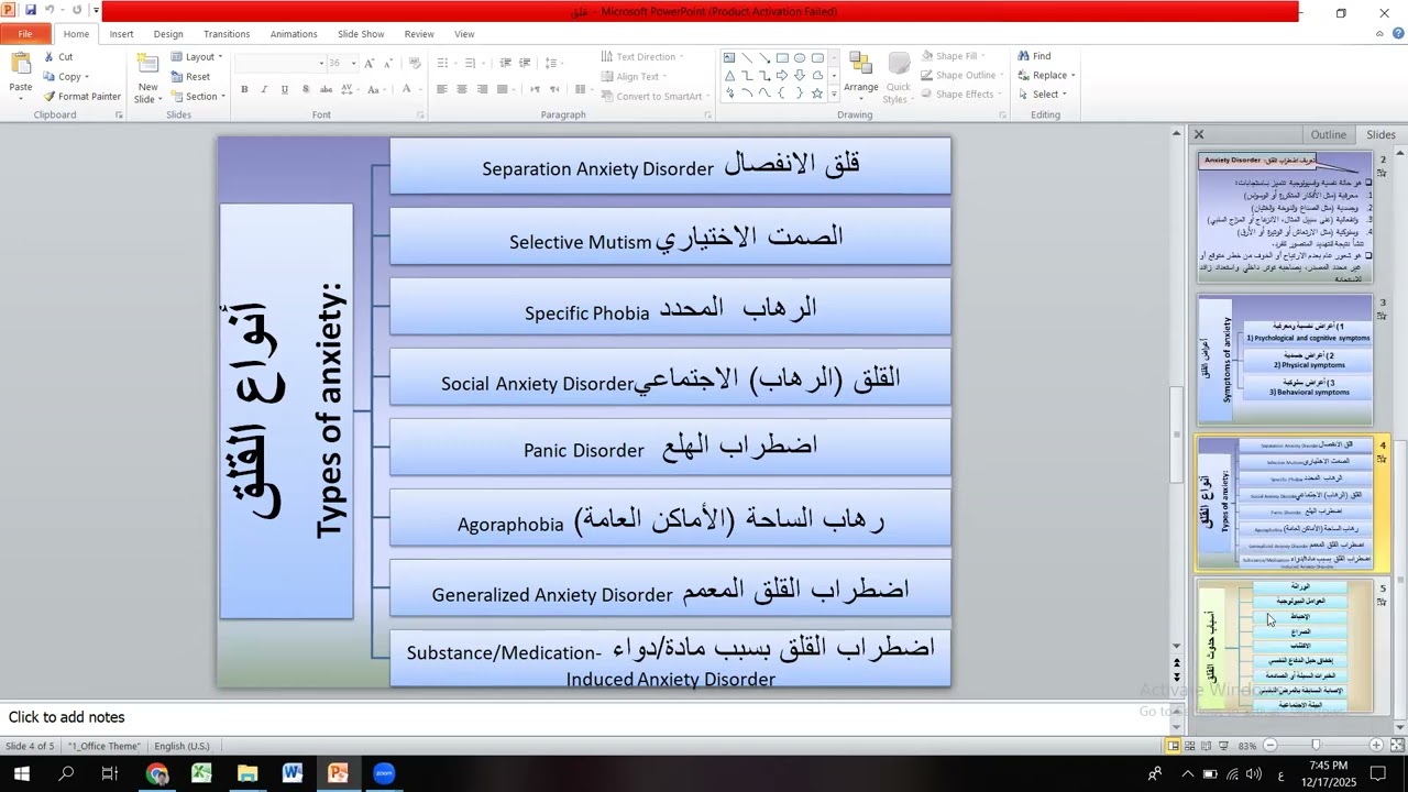 أنواع القلق طبقا لـ DSM5