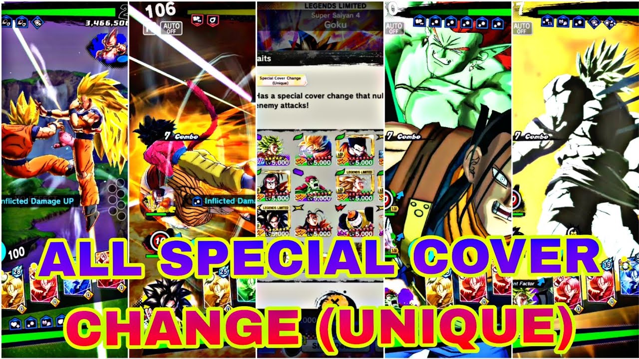 ALL SPECIAL COVER CHANGE (UNIQUE) ANIMATION!! 🔥 IN DRAGON BALL LEGENDS