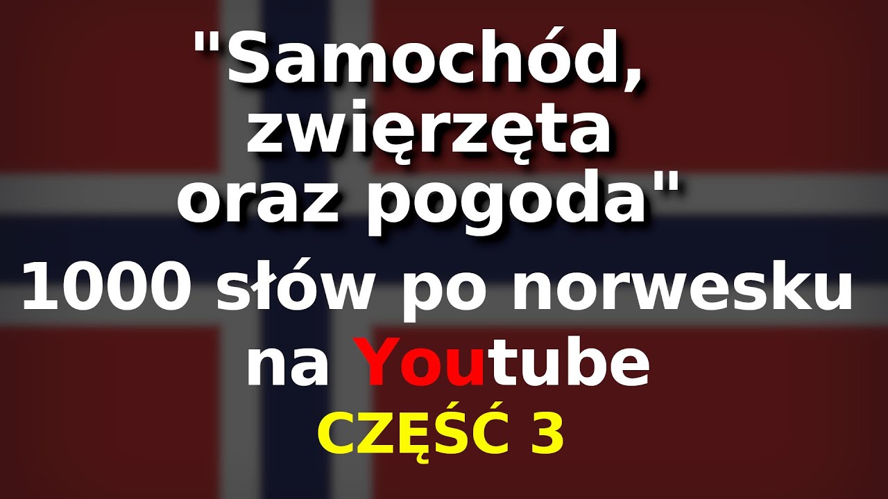 Język norweski nauka - samochód, zwierzęta oraz pogoda po norwesku -  1000 słów część 3