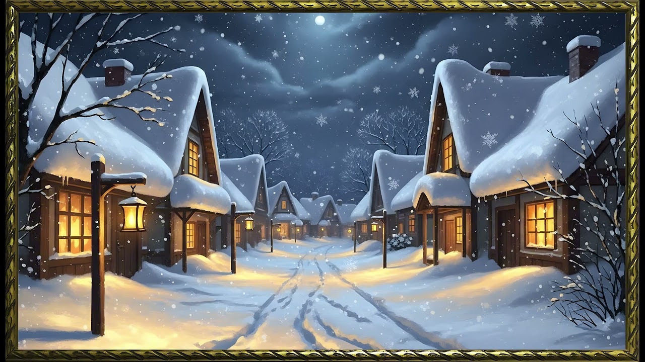 Vintage Frosted Meadow in Peaceful Silence| Gold Frame TV Art | Art Screensaver for TV | Wall Art