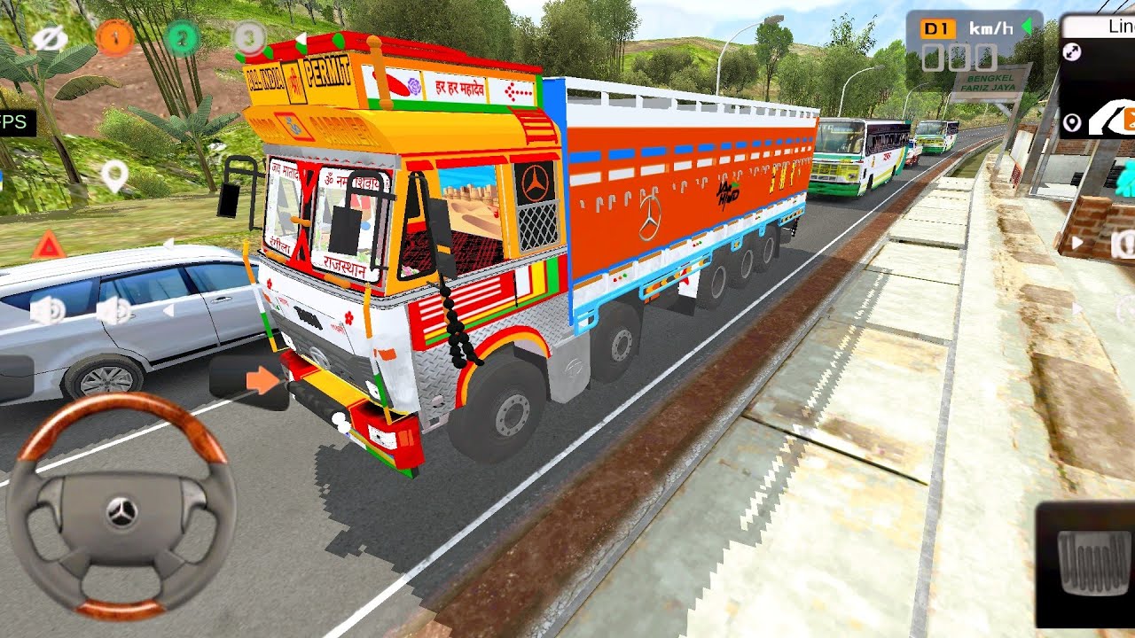 Tata 4930 Realistic ✅ Truck driving indian city & Village highway road map - Android game 