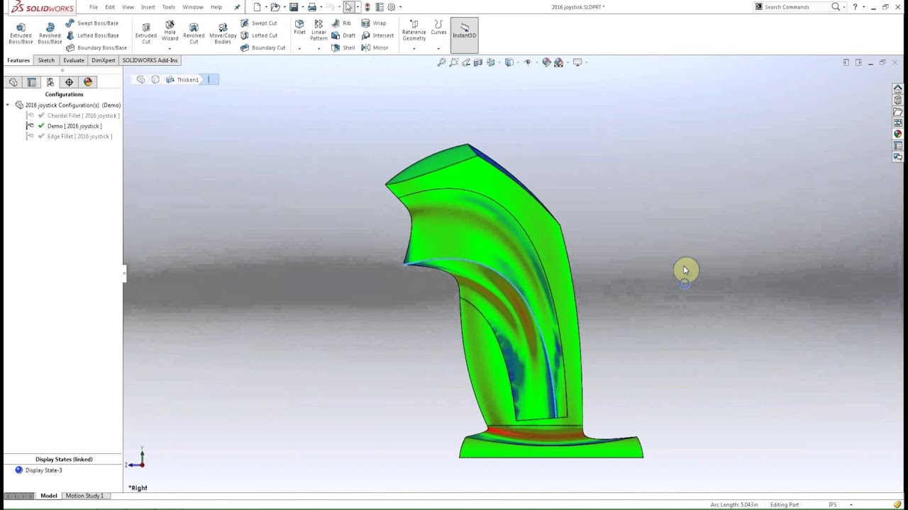 SOLIDWORKS Curvature Continuous Profile & Chord Width Fillet