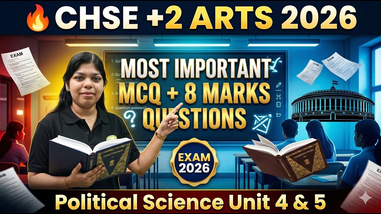 CHSE +2 Political Science 2026 | Unit 4 & 5 Most Important MCQs + 8 Mark Questions |  #chse2026