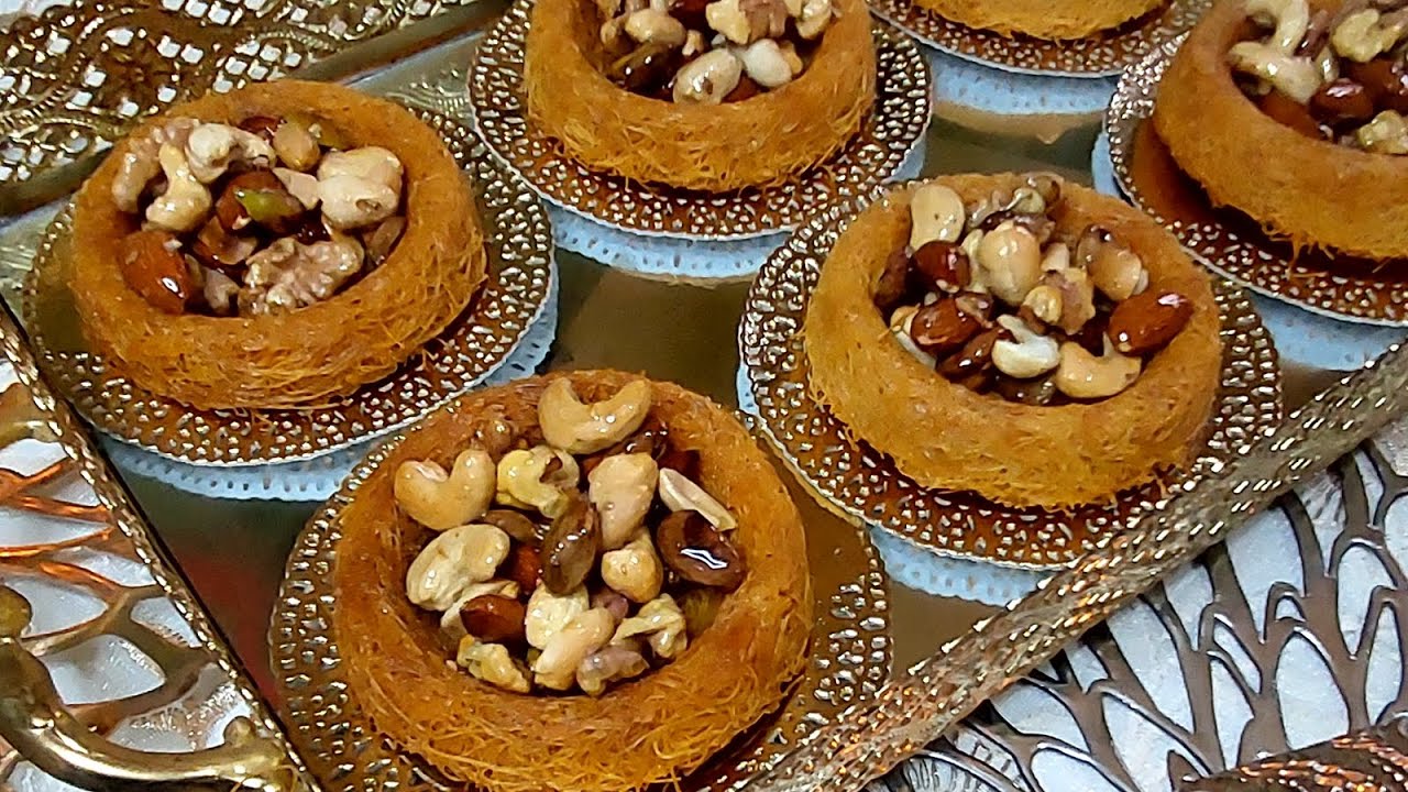 لعيد الفطر جبتلكم ارقى /اسهل/اسرع والذ ميني كنافة بالمكسرات مع سر القرمشة/kunafa👌