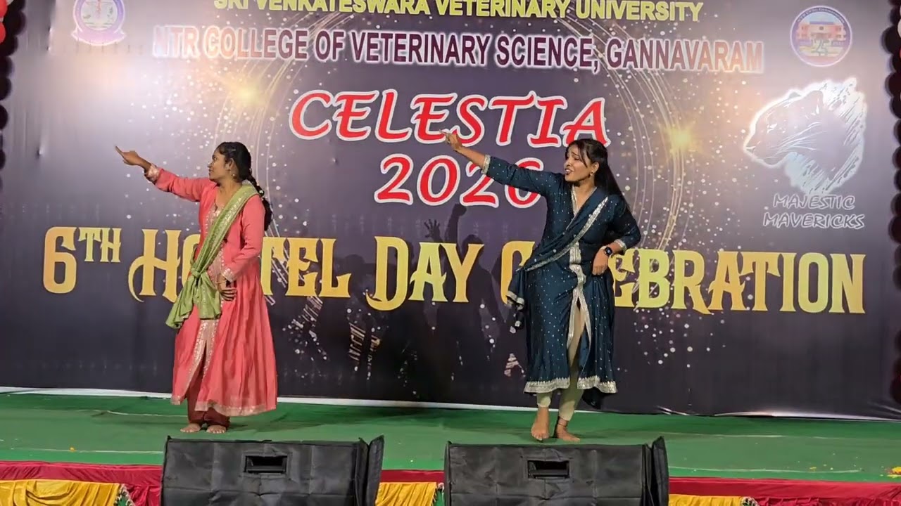 Priyanka and Amrutha Dance Performance at 6th Hostel Day Celebration @NTRCVSc , Gannavaram 