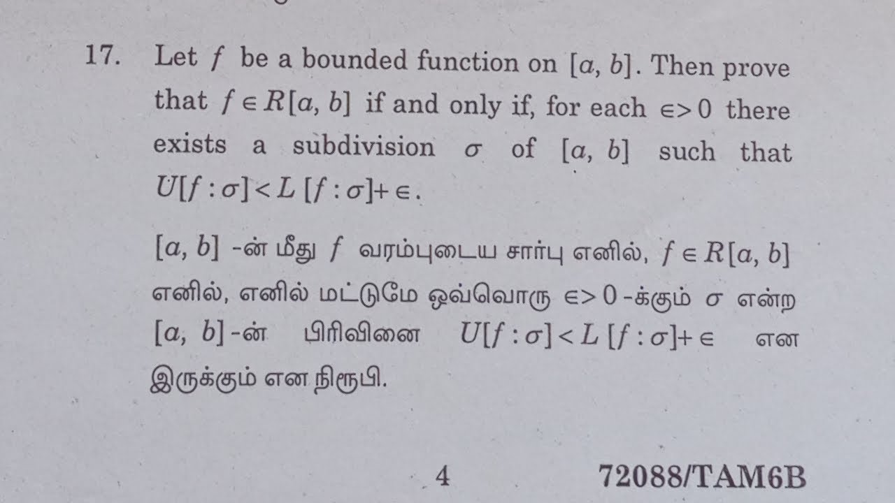 Riemann integral # Theorem 7.2G # Real Analysis # Richard Goldberg # Tamil