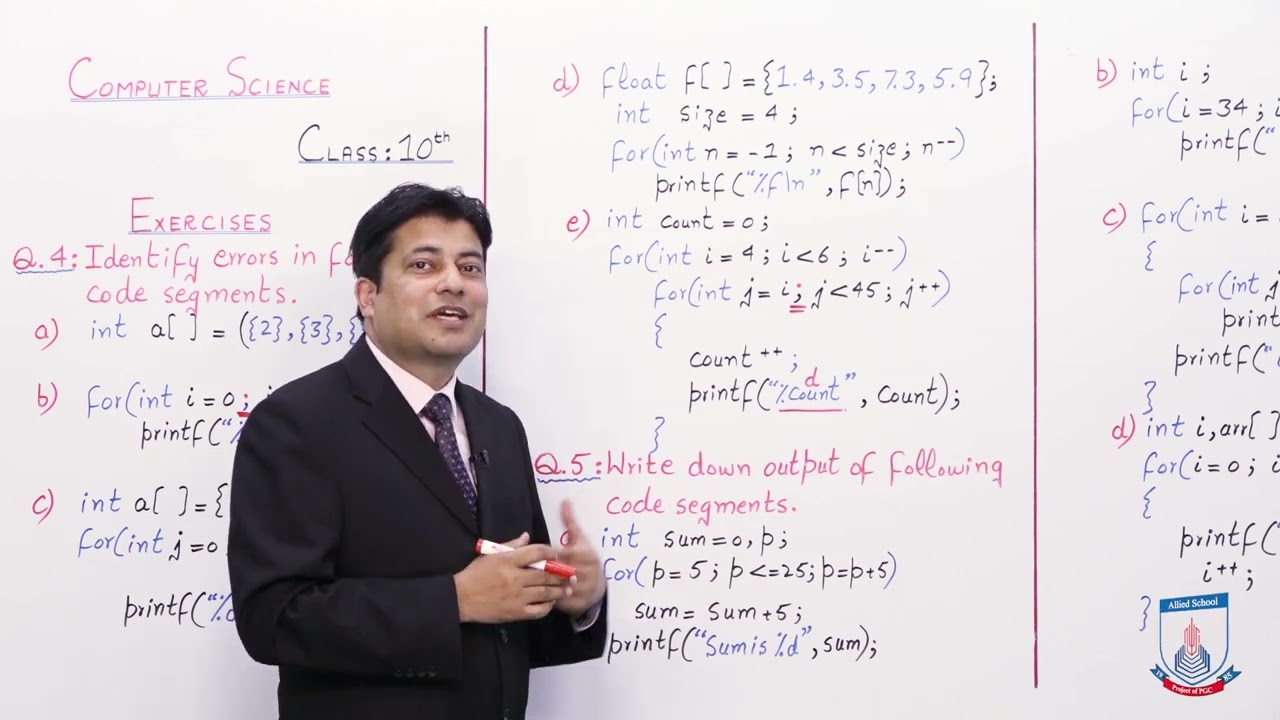 Class 10 - Computer Studies - Chapter 4 - Lecture 10 - Exercises: Q. 4 & Q. 5 - Allied Schools