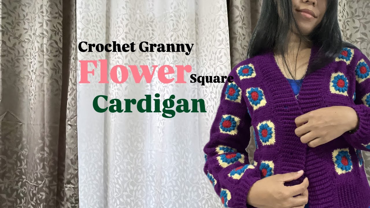 Crochet Granny Flower Square Cardigan ||
