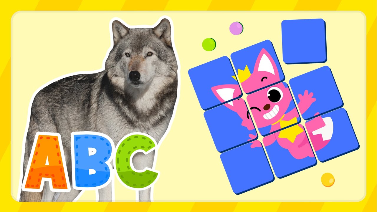 Learn Alphabets with Sliding Puzzle | W : Wolf | Pinkfong English for Kids | Pinkfong & Hogi