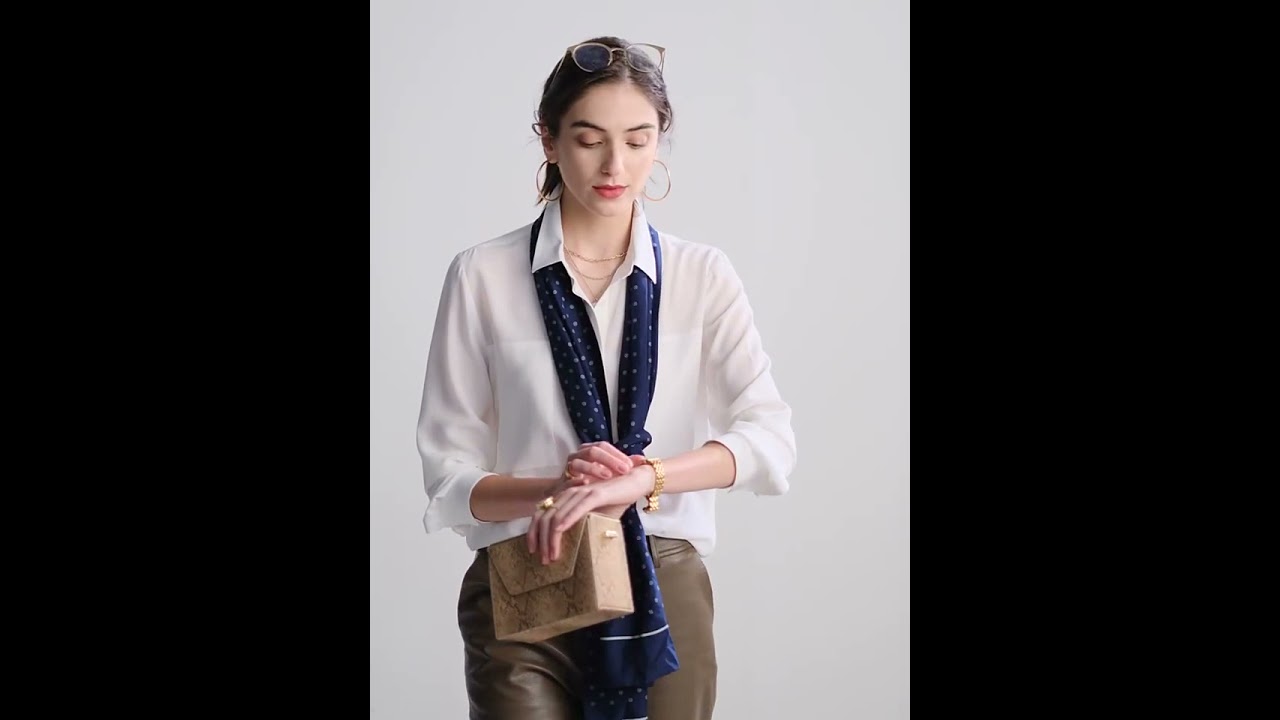 Women's White Silk Blouse 100% Mulberry Silk - PandaSilk.com