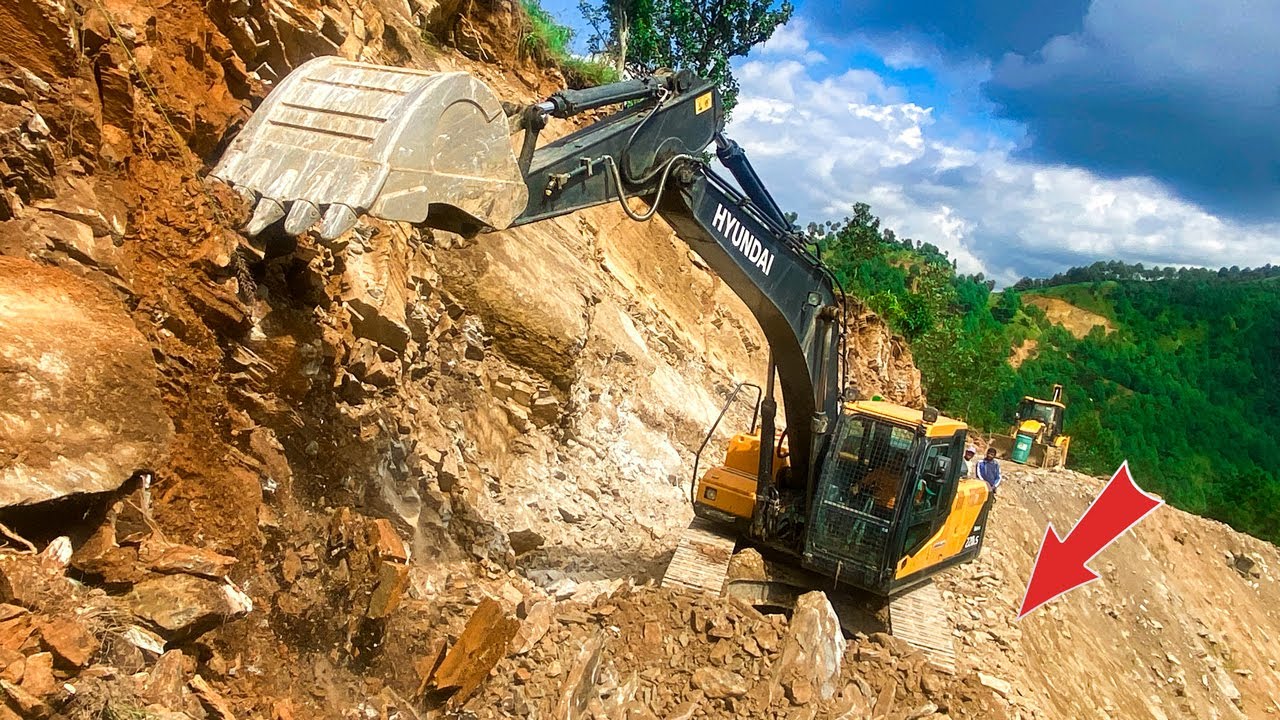 Defying Nature to Carve a Path through Perilous Mountain Road | Excavator Working Video