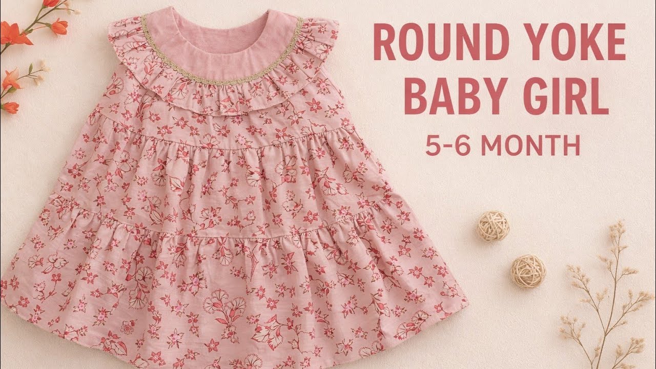 Round yoke baby girl frock 5-6 month/ round neck baby girl frock # EasyStich Designs