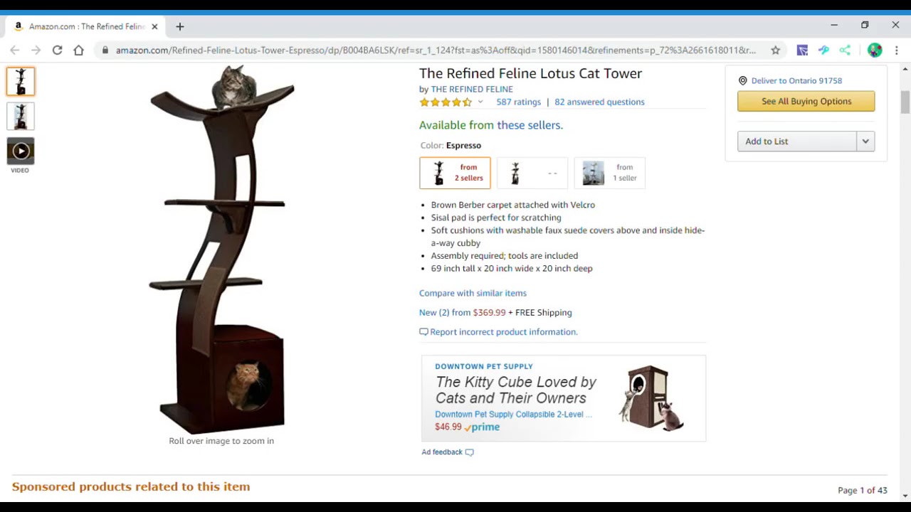 The Refined Feline Lotus Cat Tower