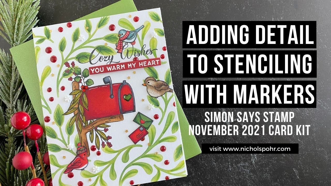 Adding Detail To Stenciling with Markers Simon Says Stamp)(