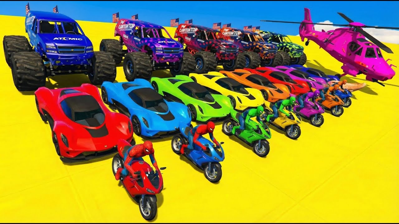 SPIDER-MAN against JUDY Ride on Motorcycle STUNT FUNNY MOMENTS / GTA 5 MULTIVERSE!?