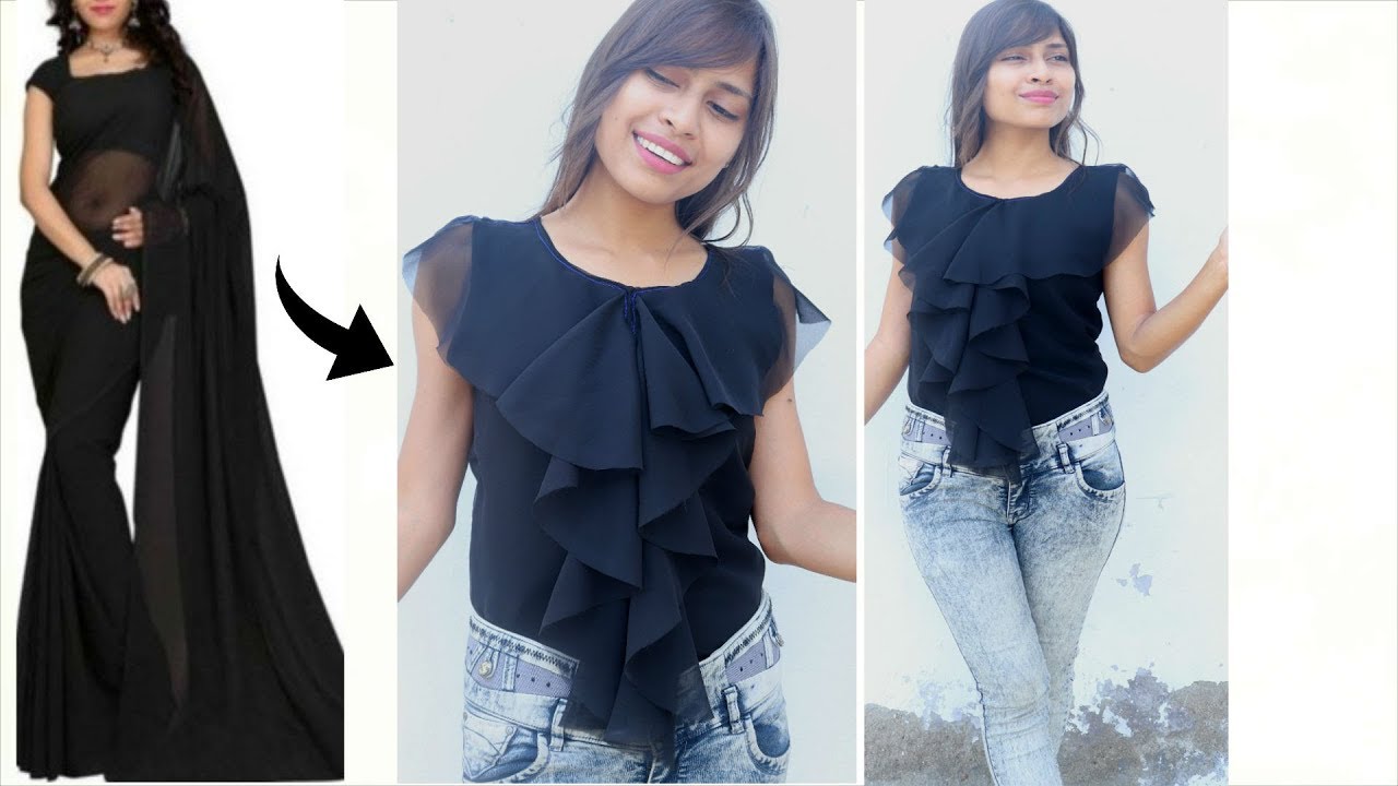 Convert Old Saree into Trendy RUFFLE Top | Diy Most Easiest Top Ever