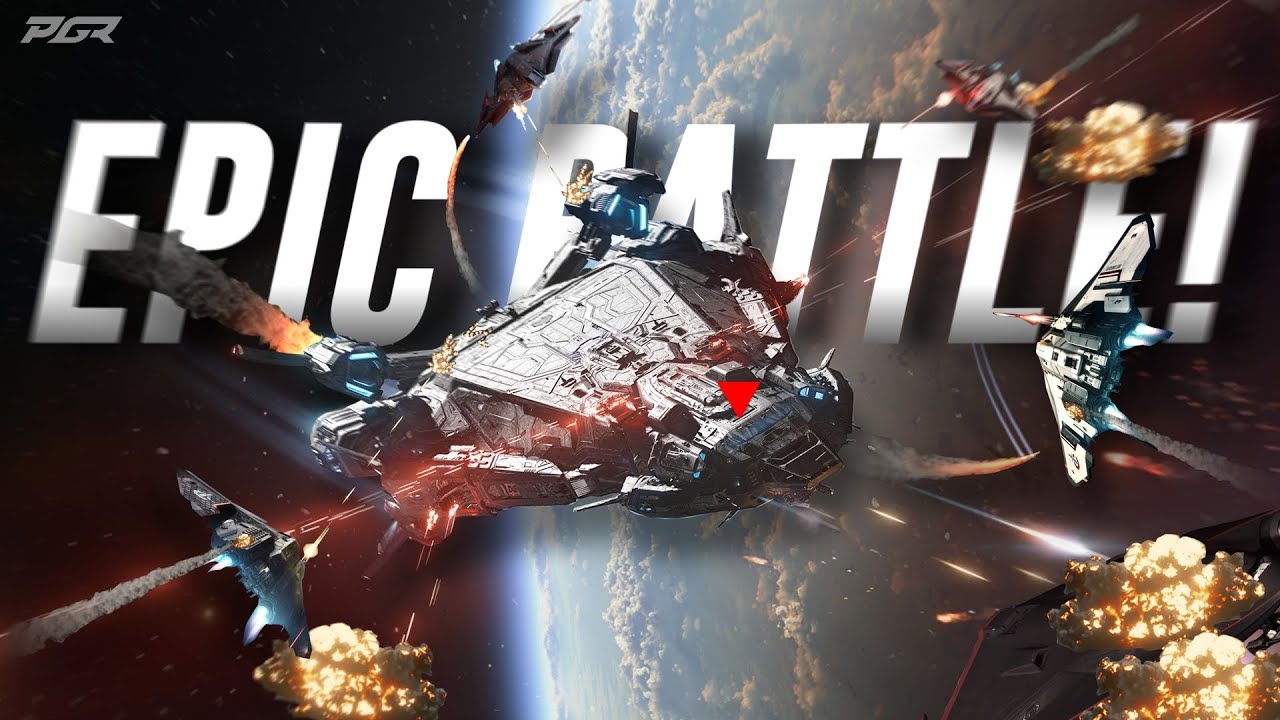 Fighter Squadron Takes On a Polaris(14 Man Fleet Battle) - Star Citizen