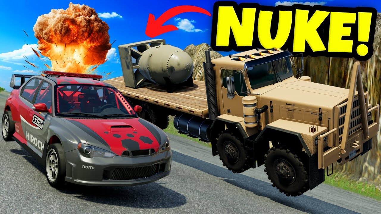Random Cars VS NUKE TRUCK on the Most Dangerous Mountain in BeamNG Drive!