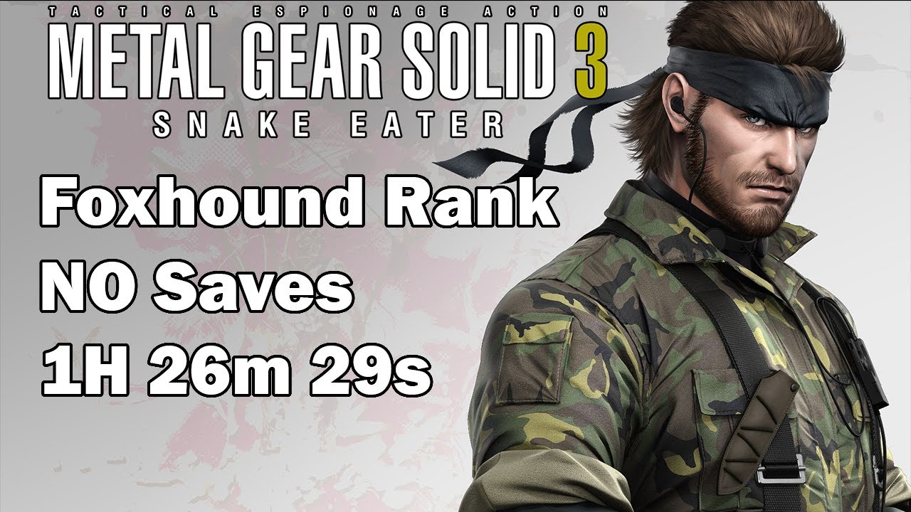 MGS3 | New Game | Foxhound Rank | NO Saves Speedrun in 1h 26m 29s (No Loading Trick)