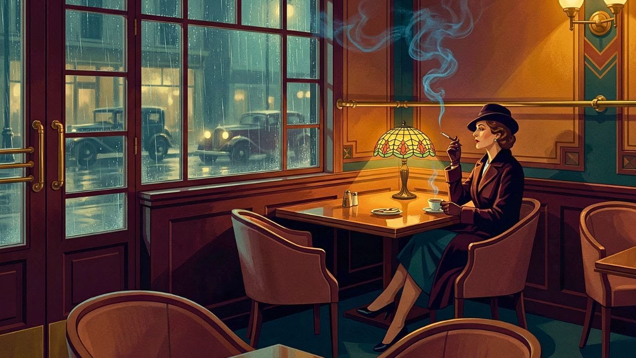Vintage jazz on a rainy 1940s night | Gentle saxophone to relax