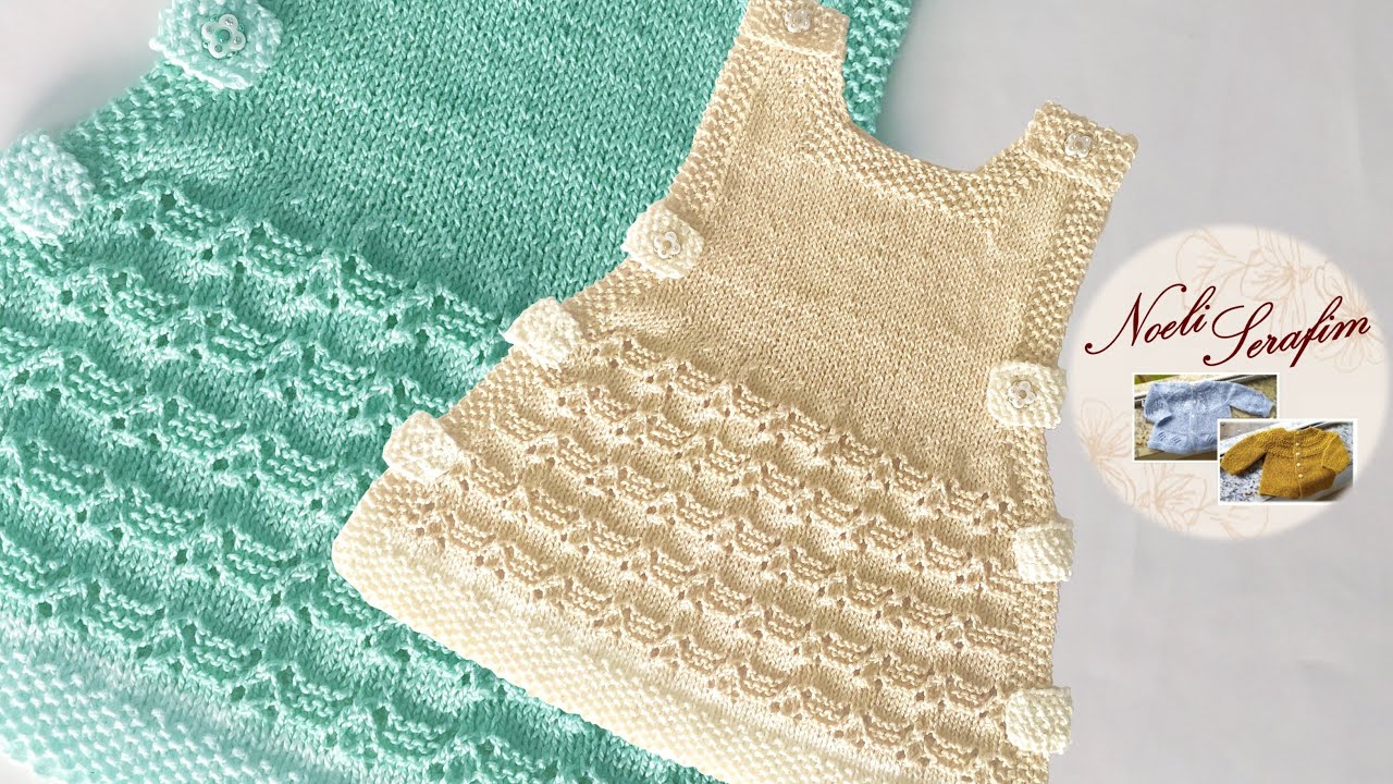VESTIDO EN DOS AGUJAS PARA BEBÉS DE 3 MESES