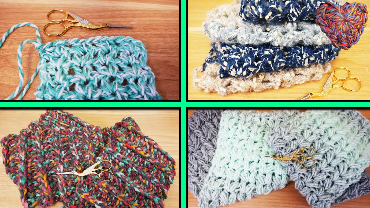 Häkeln | Vier Herbst Ideen einfache Schal Anleitungen