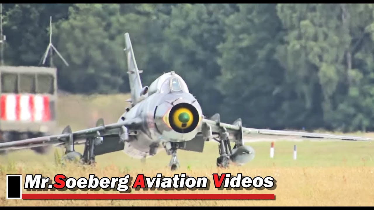 POWERFUL FULL AFTERBURN Departure 3x Su-22 Fitters Polish AF; at Volkel
